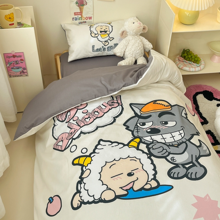 91家纺网 家纺一手货源 找家纺 金爱家 2025新款喜羊羊系列幼儿园三件套 幼儿园-Y洋洋得意