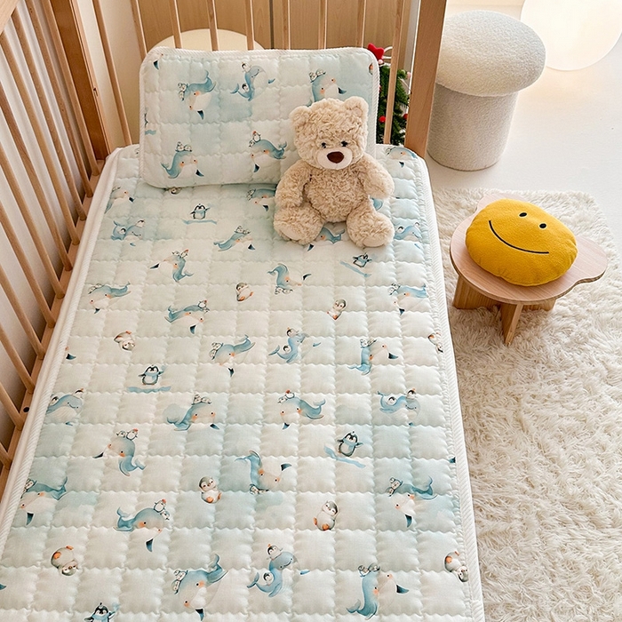 91家纺网 家纺一手货源 找家纺 嗨生活 2025新款7A抗菌全棉双层纱床垫 床褥 幼儿园床垫 儿童床垫 支持定做  精灵宝贝