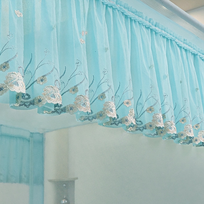 91家纺网 家纺一手货源 找家纺 梦尔佳蚊帐2025新款TU绣花蚊帐-859窈窕淑女系列 清爽水蓝