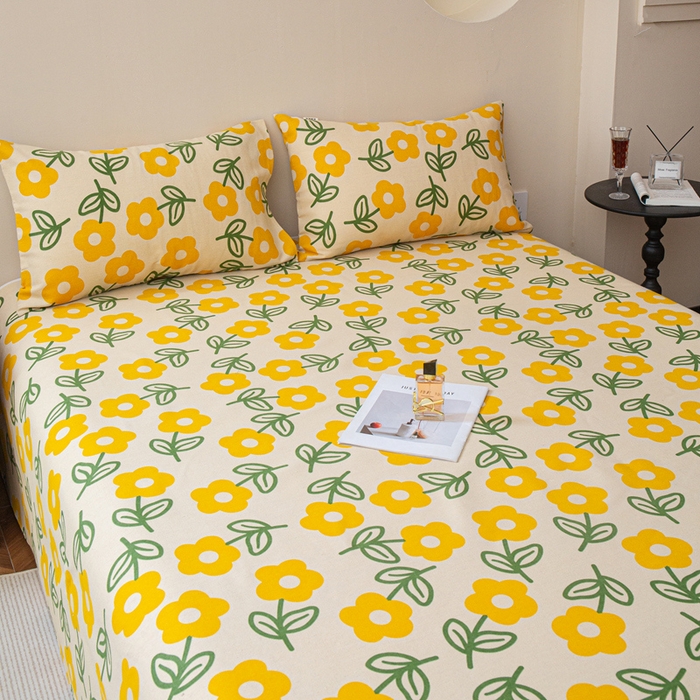 91家纺网 家纺一手货源 找家纺 邵依家纺 2025新款原棉老粗布印花床单系列 花影爱情