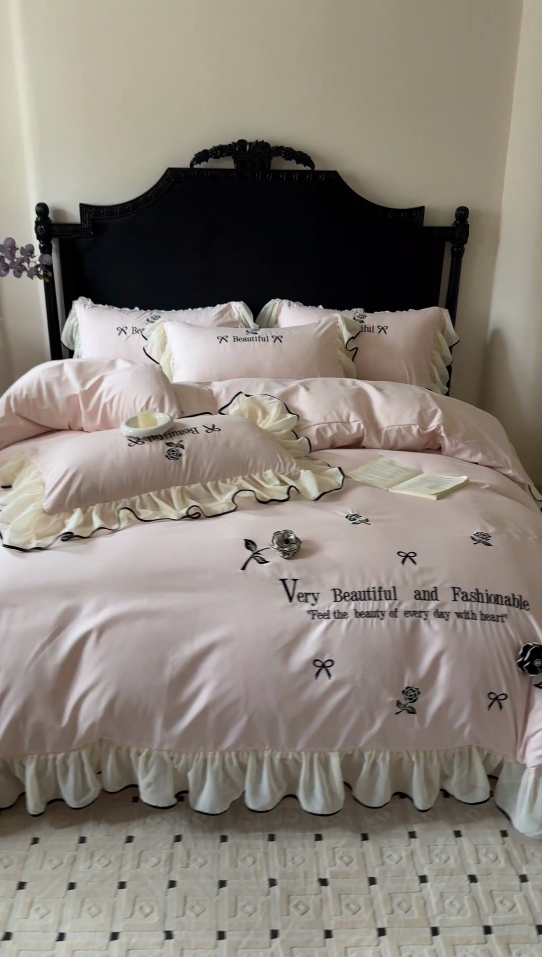 91家纺网 家纺一手货源 找家纺 （总）富盛家纺 2025新款水洗亲肤棉刺绣床裙款四件套公主风四件套