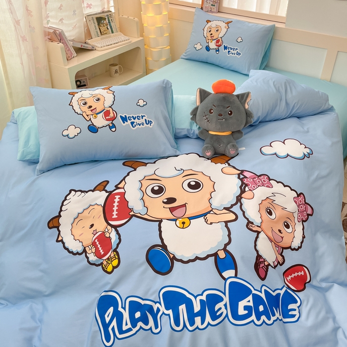 91家纺网 家纺一手货源 找家纺 金爱家 2025新款喜洋洋纯棉数码印花系列四件套 亲亲伙伴