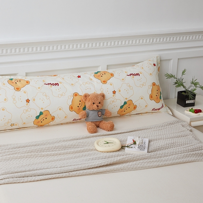 91家纺网 家纺一手货源 找家纺 翎盈家纺 2025新款纯棉小清新双人枕套 瑞迪熊