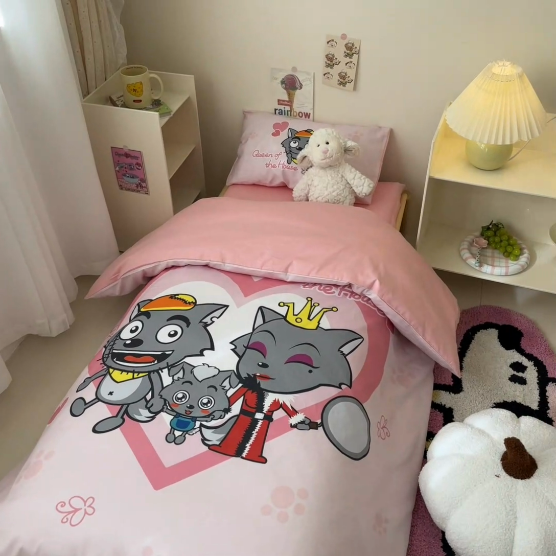 91家纺网 家纺一手货源 找家纺 （总）金爱家 2025新款喜羊羊系列幼儿园三件套