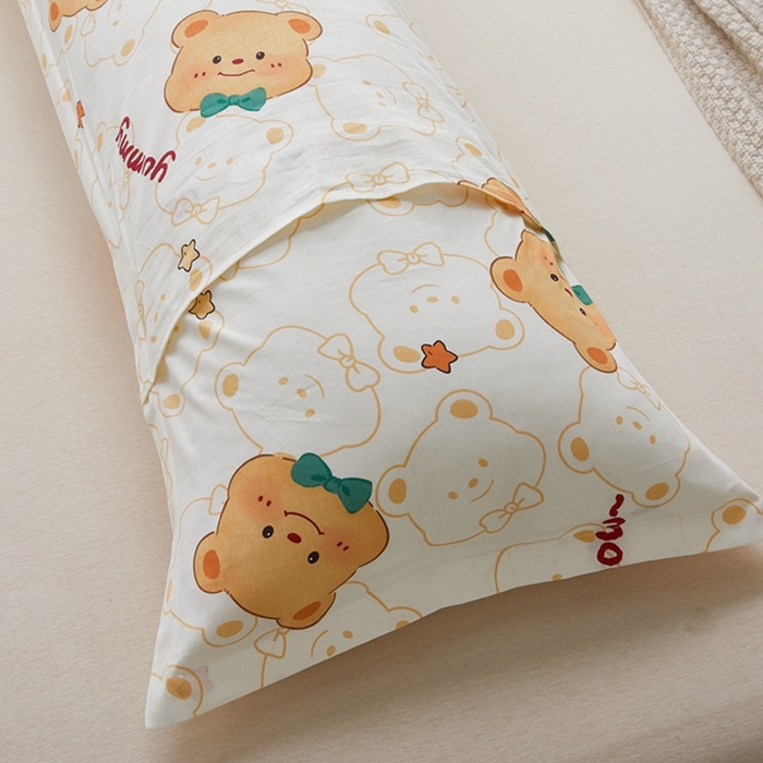 91家纺网 家纺一手货源 找家纺 翎盈家纺 2025新款纯棉小清新双人枕套 瑞迪熊