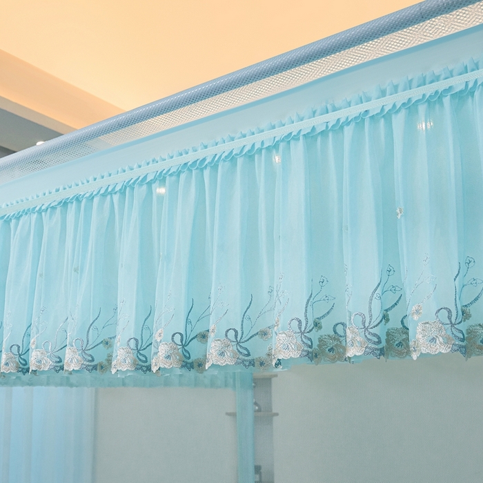 91家纺网 家纺一手货源 找家纺 梦尔佳蚊帐2025新款TU绣花蚊帐-859窈窕淑女系列 清爽水蓝