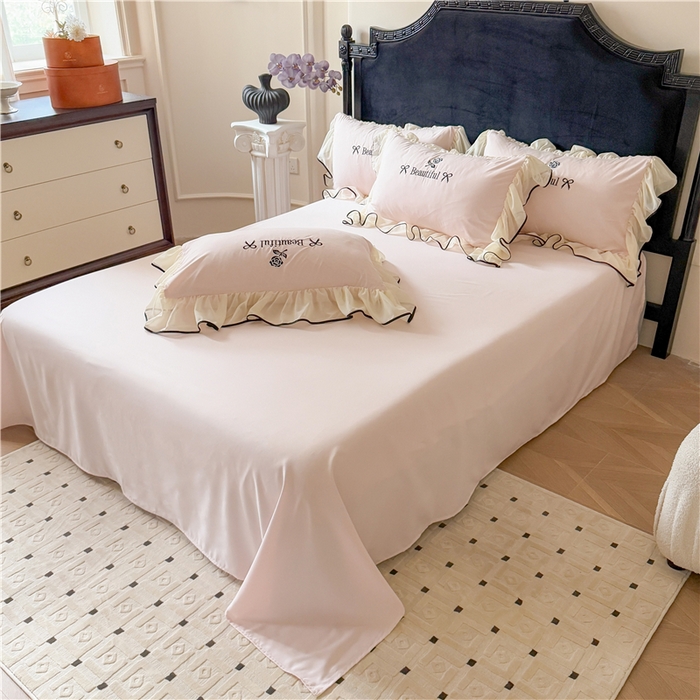 91家纺网 家纺一手货源 找家纺 （总）富盛家纺 2025新款水洗亲肤棉刺绣床裙款四件套公主风四件套