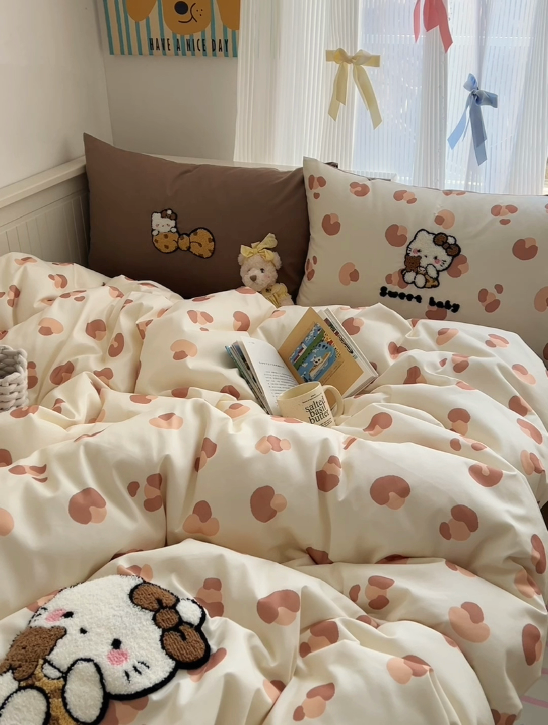 91家纺网 家纺一手货源 找家纺 桃喜 2025新款猫咪系列印花毛巾绣水洗棉四件套 豹纹猫猫咖