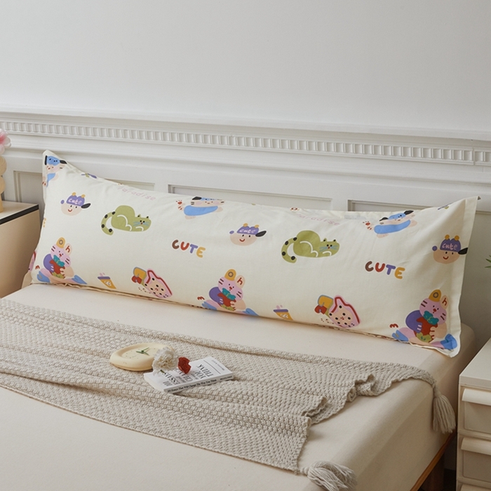 91家纺网 家纺一手货源 找家纺 翎盈家纺 2025新款纯棉小清新双人枕套 机智萌宠