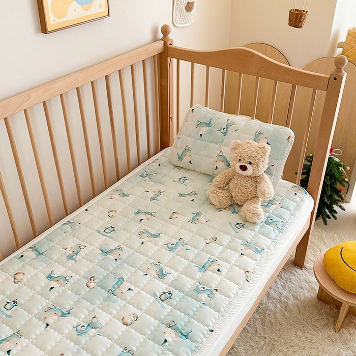 91家纺网 家纺一手货源 找家纺 嗨生活 2025新款7A抗菌全棉双层纱床垫 床褥 幼儿园床垫 儿童床垫 支持定做  精灵宝贝