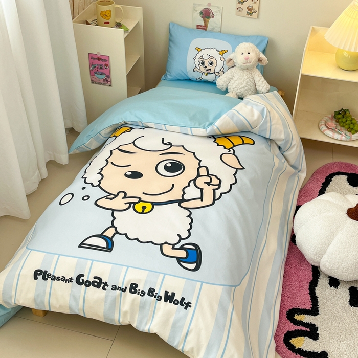 91家纺网 家纺一手货源 找家纺 金爱家 2025新款喜羊羊系列幼儿园三件套 幼儿园-Y羊先生