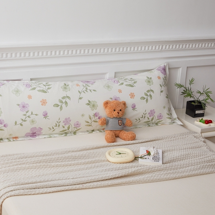 91家纺网 家纺一手货源 找家纺 翎盈家纺 2025新款纯棉小清新双人枕套 蜜语花开