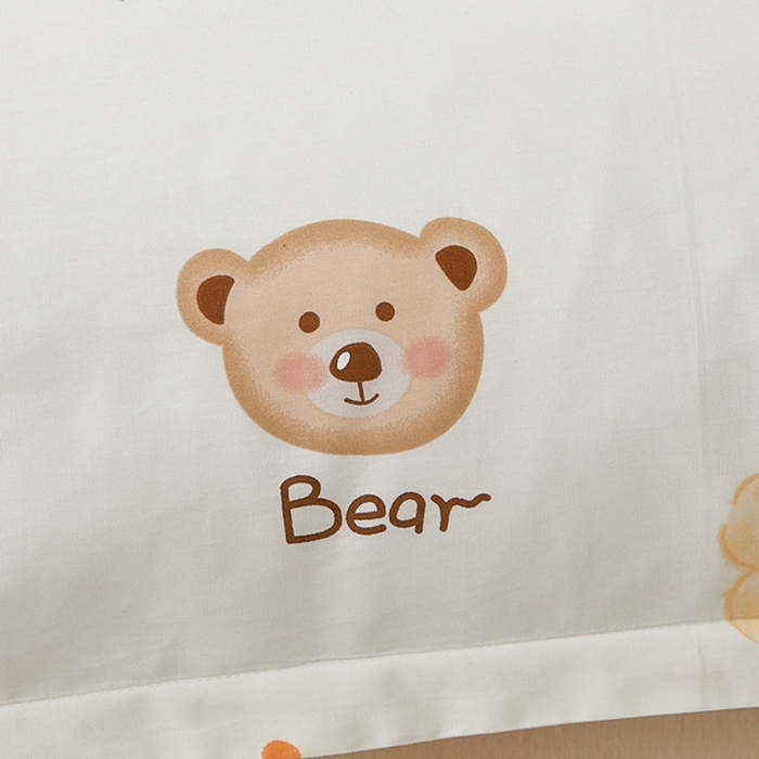 91家纺网 家纺一手货源 找家纺 翎盈家纺 2025新款纯棉小清新双人枕套 熊宝乐园