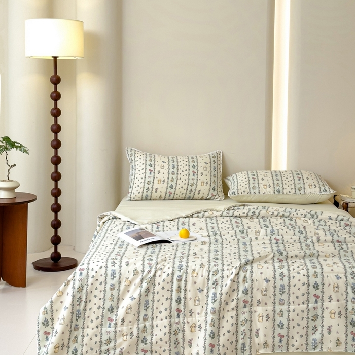 91家纺网 家纺一手货源 找家纺 仁凯家纺 2025新款针织棉双层纱棉花夏凉被【百分百新疆棉花填充包检测（提供买家秀）】 盛夏