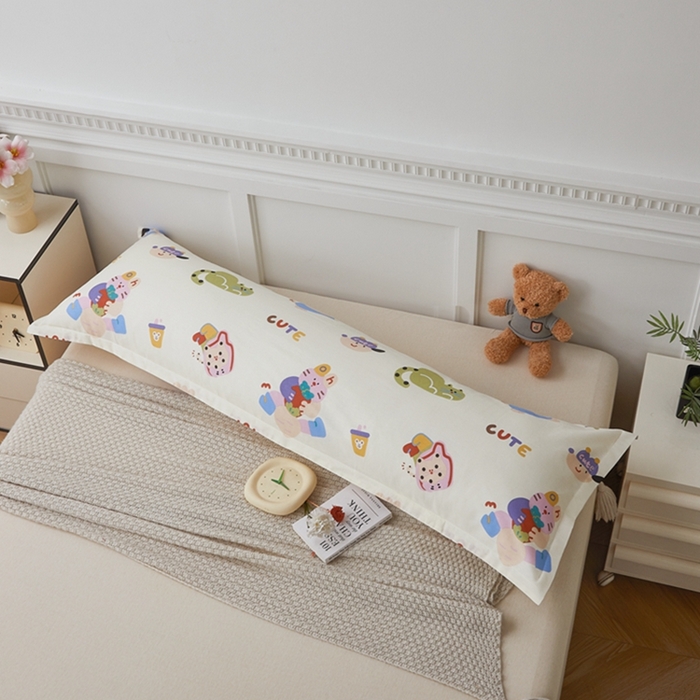 91家纺网 家纺一手货源 找家纺 翎盈家纺 2025新款纯棉小清新双人枕套 机智萌宠