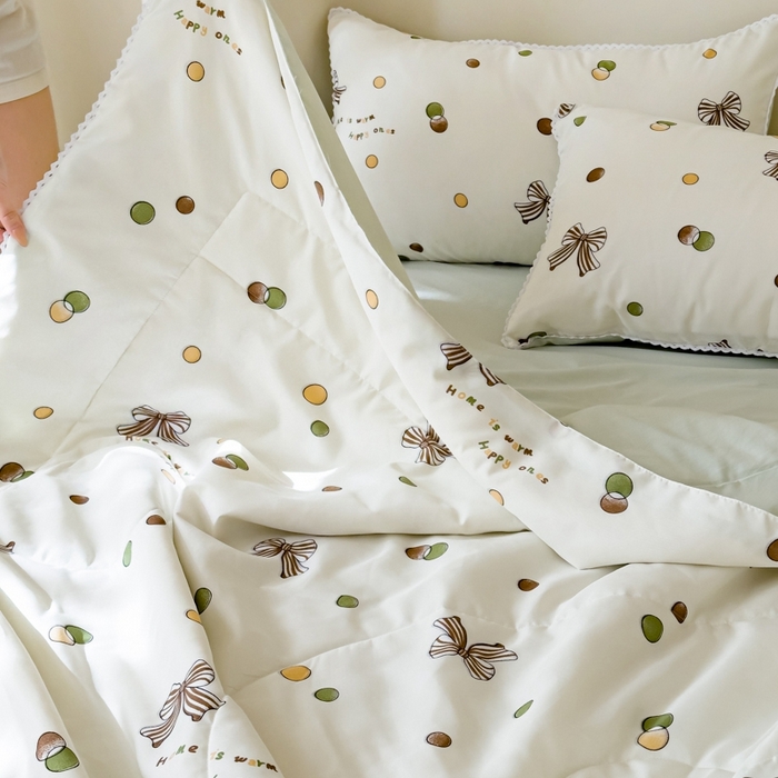 91家纺网 家纺一手货源 找家纺 仁凯家纺 2025新款针织棉双层纱棉花夏凉被【百分百新疆棉花填充包检测（提供买家秀）】 咖色蝴蝶结