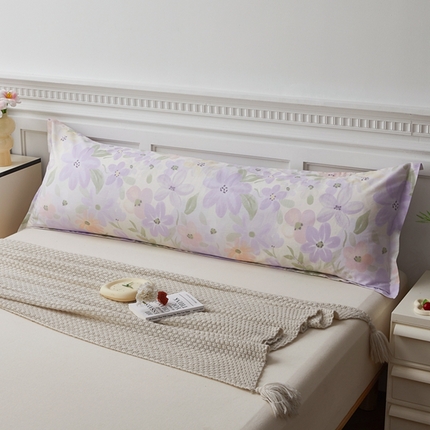 91家纺网 家纺一手货源 找家纺 翎盈家纺 2025新款纯棉小清新双人枕套 微雨山茶