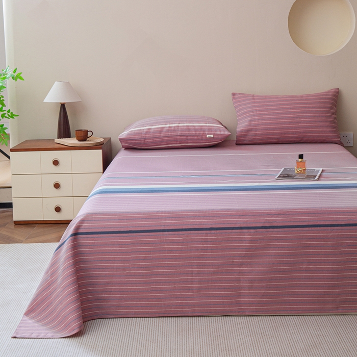 91家纺网 家纺一手货源 找家纺 邵依家纺 2025新款原棉老粗布印花床单系列 时光偶遇-豆沙