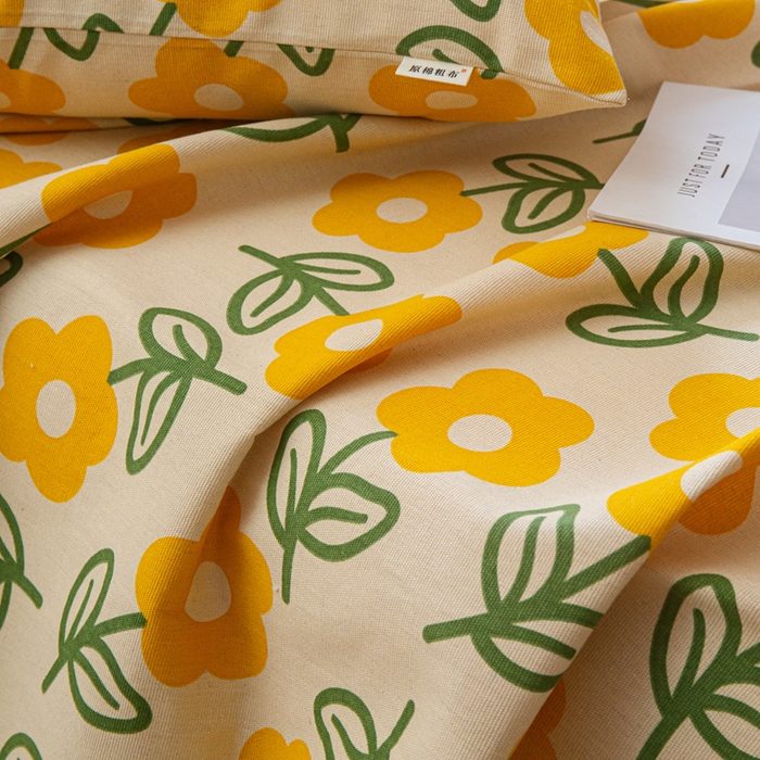 91家纺网 家纺一手货源 找家纺 邵依家纺 2025新款原棉老粗布印花床单系列 花影爱情
