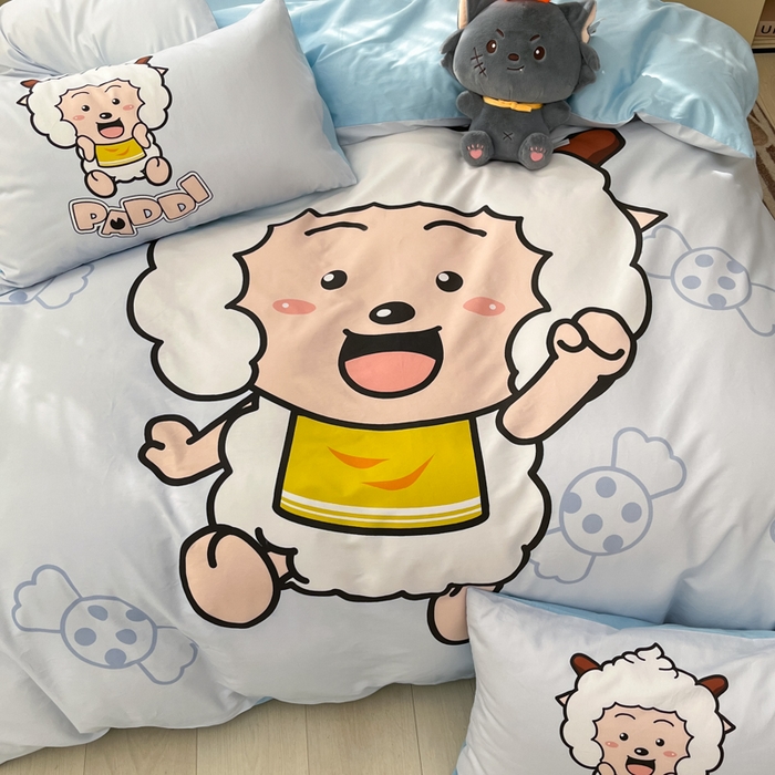 91家纺网 家纺一手货源 找家纺 金爱家 2025新款喜洋洋纯棉数码印花系列四件套 懒洋洋