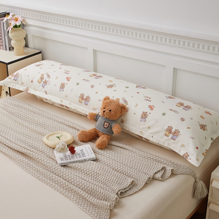 91家纺网 家纺一手货源 找家纺 翎盈家纺 2025新款纯棉小清新双人枕套 音乐卡皮