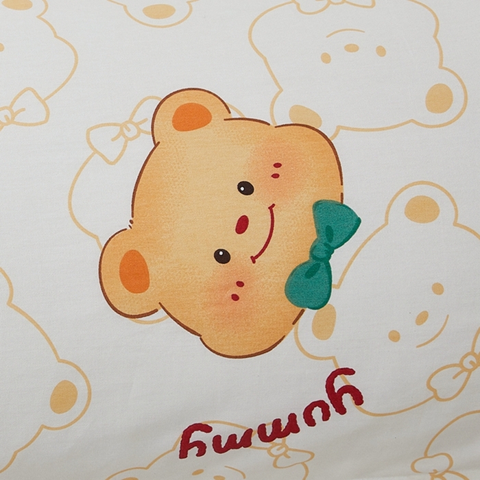 91家纺网 家纺一手货源 找家纺 翎盈家纺 2025新款纯棉小清新双人枕套 瑞迪熊