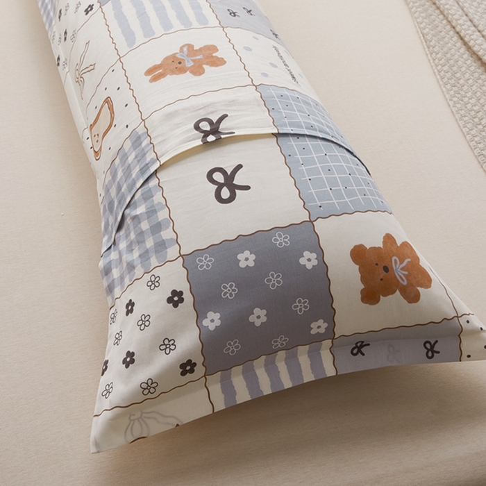 91家纺网 家纺一手货源 找家纺 翎盈家纺 2025新款纯棉小清新双人枕套 布偶小熊