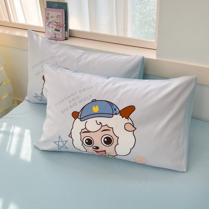 91家纺网 家纺一手货源 找家纺 金爱家 2025新款喜洋洋纯棉数码印花系列四件套 羊羊乐