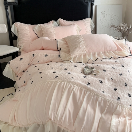 吾欢心 2025新款法式高定香榭丽四件套 香榭丽粉