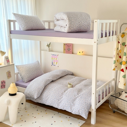 妖妖家纺2025新款学生宿舍床枕套定位水洗棉三件套四件套 谧兔