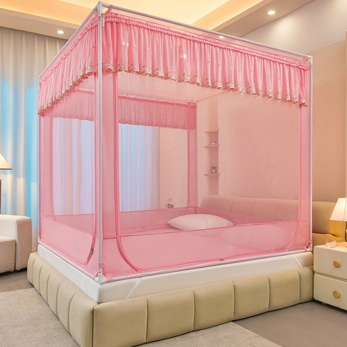 91家纺网 家纺一手货源 找家纺 梦尔佳蚊帐2025新款TU绣花蚊帐-859窈窕淑女系列 喜庆粉红