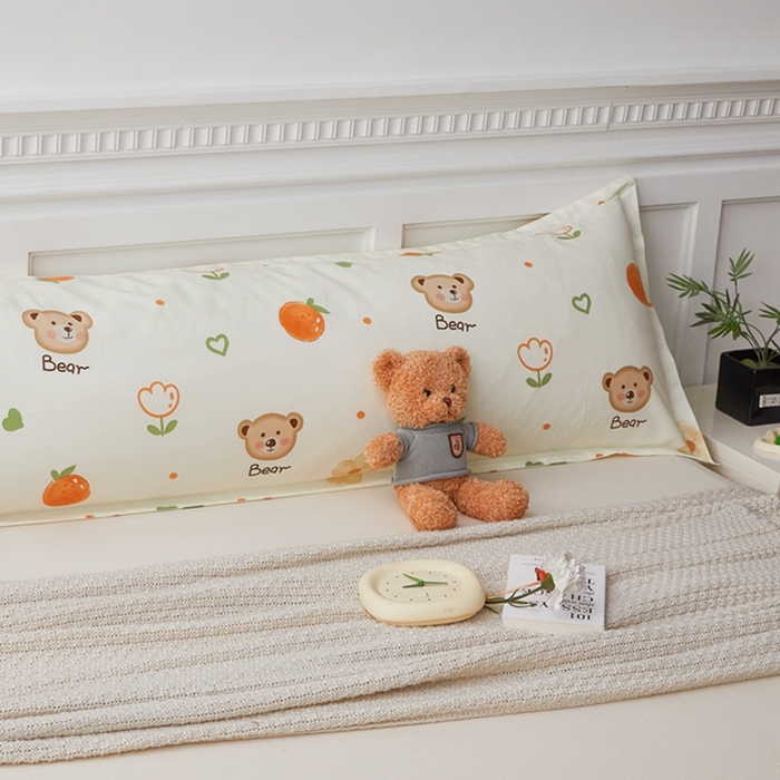 91家纺网 家纺一手货源 找家纺 翎盈家纺 2025新款纯棉小清新双人枕套 熊宝乐园