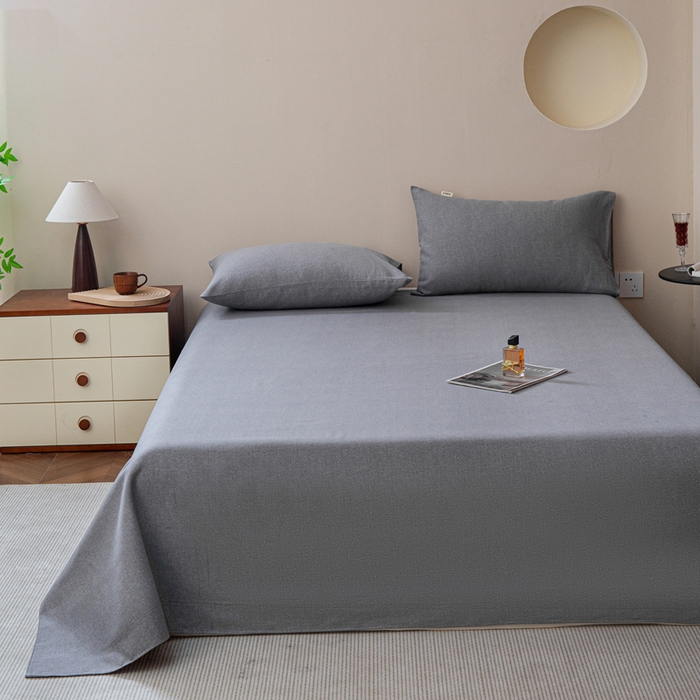 91家纺网 家纺一手货源 找家纺 邵依家纺 2025新款原棉老粗布印花床单系列 梦境-灰