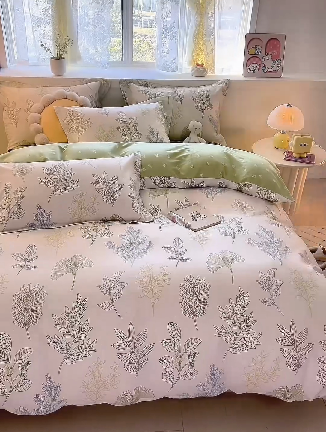 91家纺网 家纺一手货源 找家纺 珂博家纺 2025新款12868全棉纯棉小清新印花四件套 叶色来香