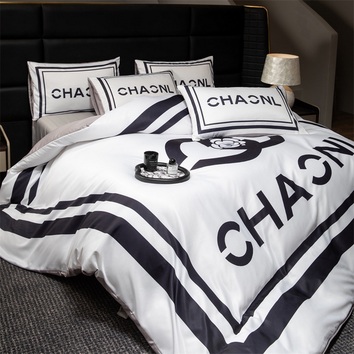 91家纺网 家纺一手货源 找家纺 色鬼布艺 2025新款水洗真丝四件套水洗冰丝数码印花四件套 山茶花-白