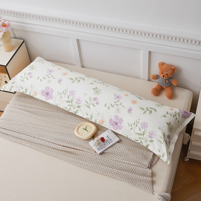 91家纺网 家纺一手货源 找家纺 翎盈家纺 2025新款纯棉小清新双人枕套 蜜语花开