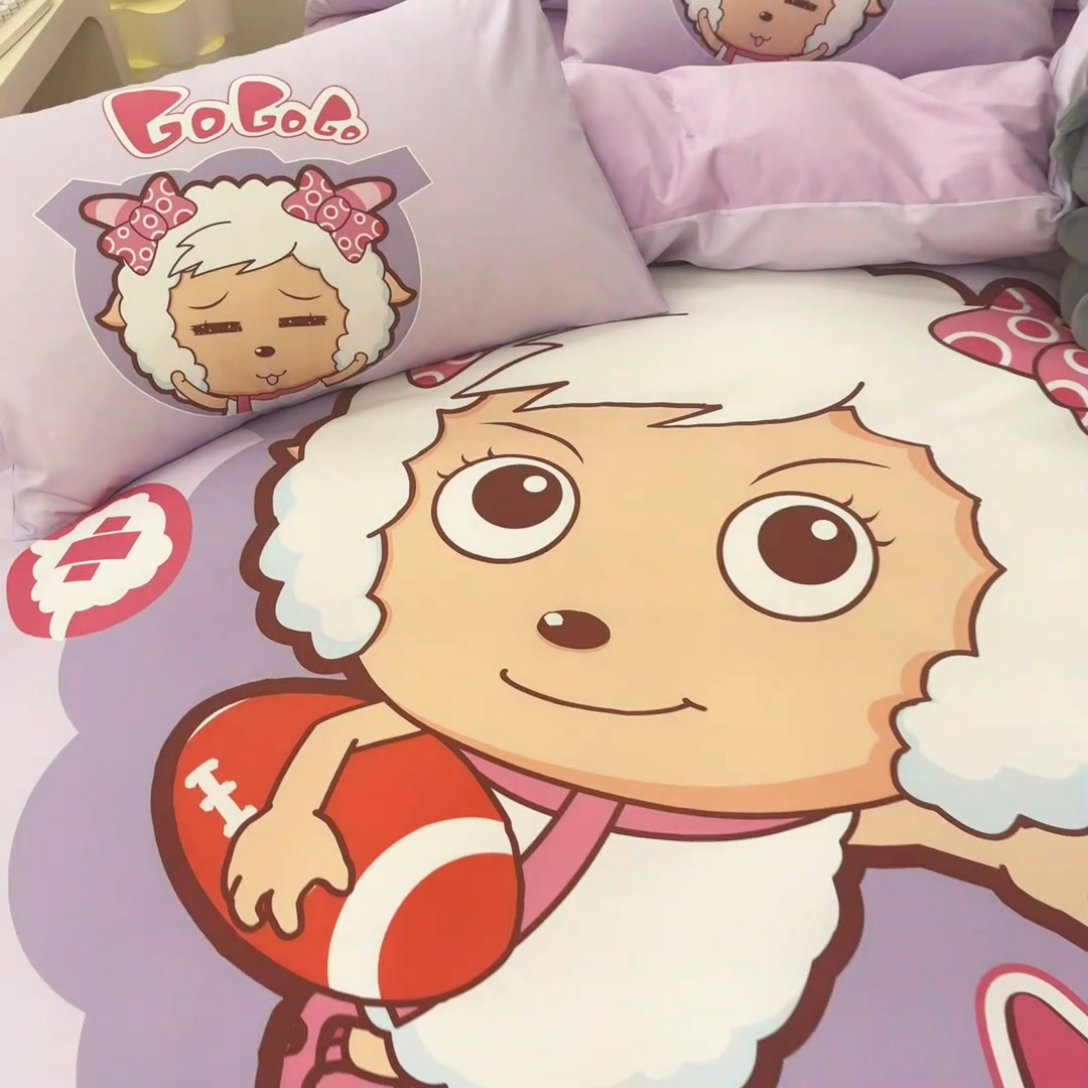 91家纺网 家纺一手货源 找家纺 金爱家 2025新款喜洋洋纯棉数码印花系列四件套 运动精灵