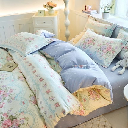 珂博家纺 2025新款12868全棉纯棉小清新印花四件套 幽兰逸居