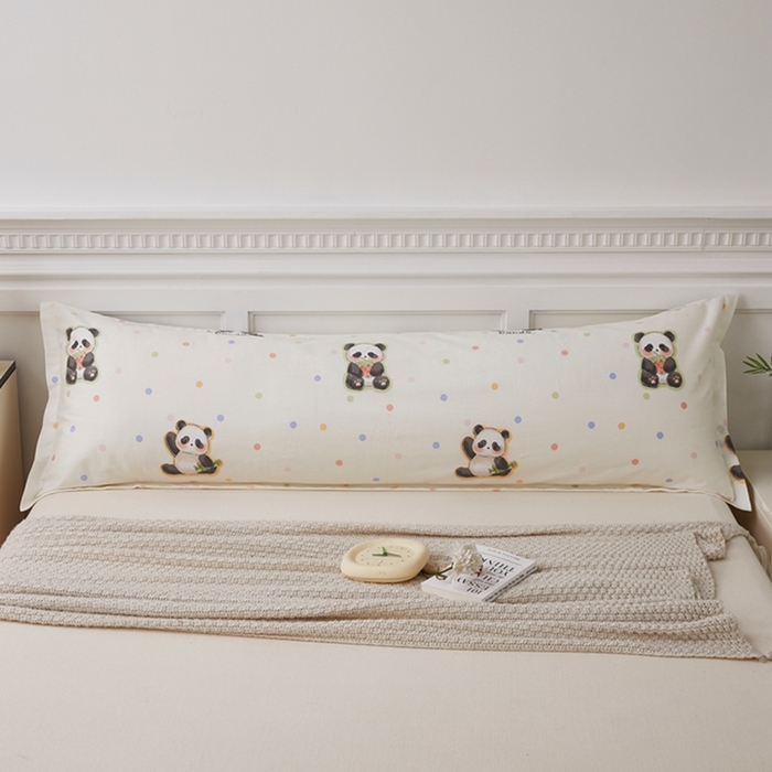 91家纺网 家纺一手货源 找家纺 翎盈家纺 2025新款纯棉小清新双人枕套 布偶熊猫
