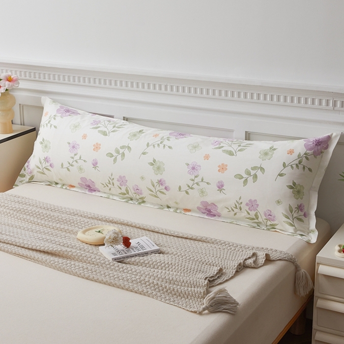 91家纺网 家纺一手货源 找家纺 翎盈家纺 2025新款纯棉小清新双人枕套 蜜语花开