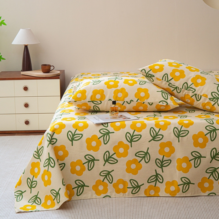 91家纺网 家纺一手货源 找家纺 邵依家纺 2025新款原棉老粗布印花床单系列 花影爱情