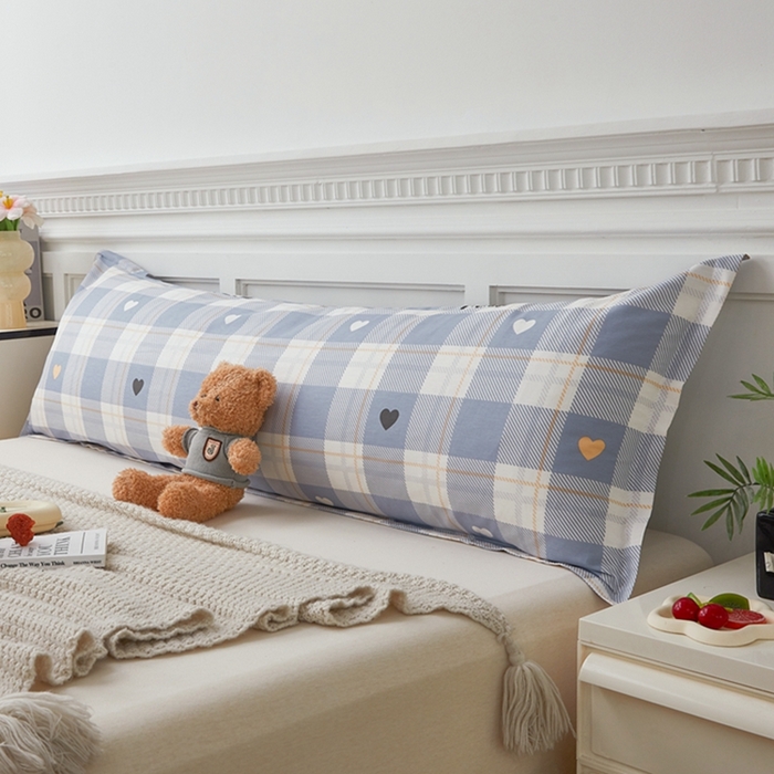 91家纺网 家纺一手货源 找家纺 翎盈家纺 2025新款纯棉小清新双人枕套 爱达拉-灰