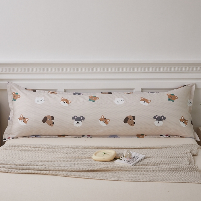 91家纺网 家纺一手货源 找家纺 翎盈家纺 2025新款纯棉小清新双人枕套 哈皮犬