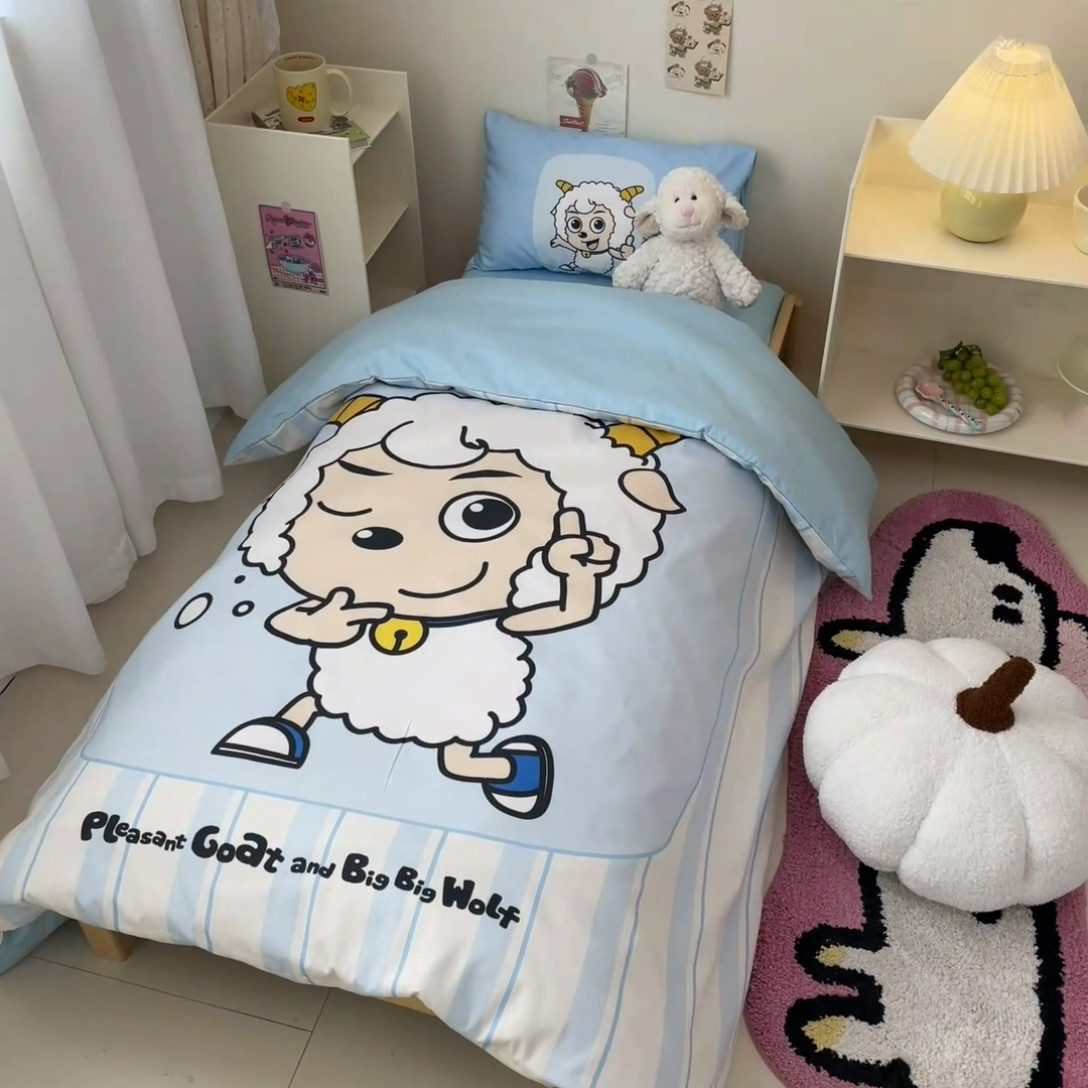 91家纺网 家纺一手货源 找家纺 金爱家 2025新款喜羊羊系列幼儿园三件套 幼儿园-Y羊先生