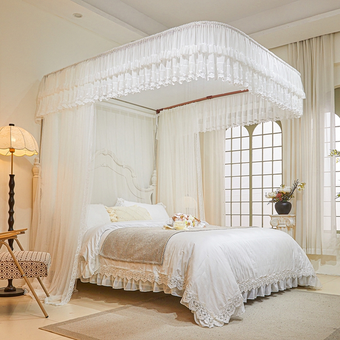 91家纺网 家纺一手货源 找家纺 梦尔佳蚊帐2025新款U型导轨蚊帐-861荣华富贵系列 婚纱白