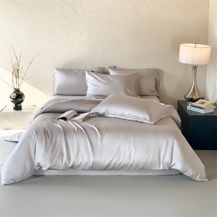 91家纺网 家纺一手货源 找家纺 优贝家纺 2025新款100%莱赛尔兰精天丝四件套及单品送礼盒 绅士灰