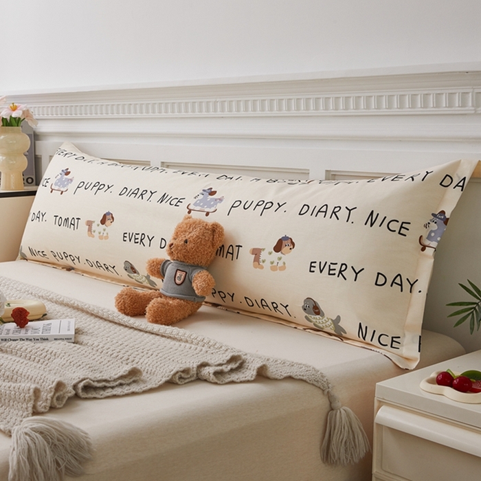 91家纺网 家纺一手货源 找家纺 翎盈家纺 2025新款纯棉小清新双人枕套 运动狗狗