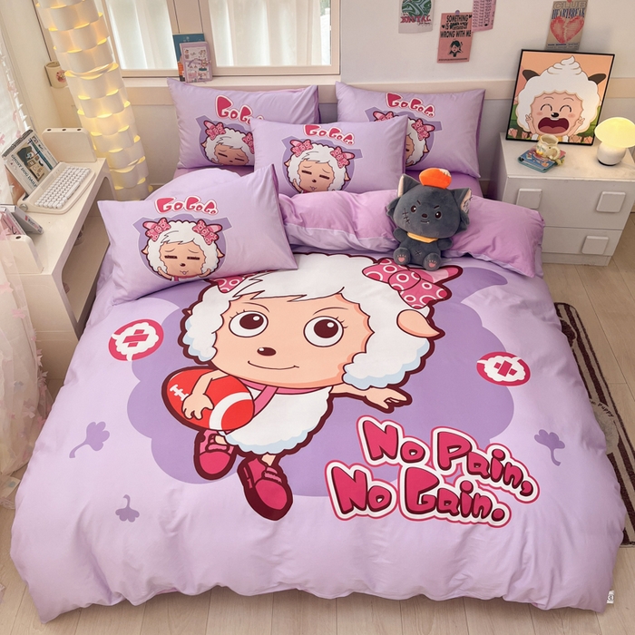 91家纺网 家纺一手货源 找家纺 金爱家 2025新款喜洋洋纯棉数码印花系列四件套 运动精灵