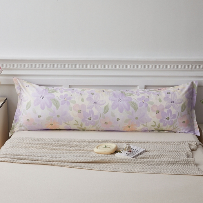 91家纺网 家纺一手货源 找家纺 翎盈家纺 2025新款纯棉小清新双人枕套 微雨山茶