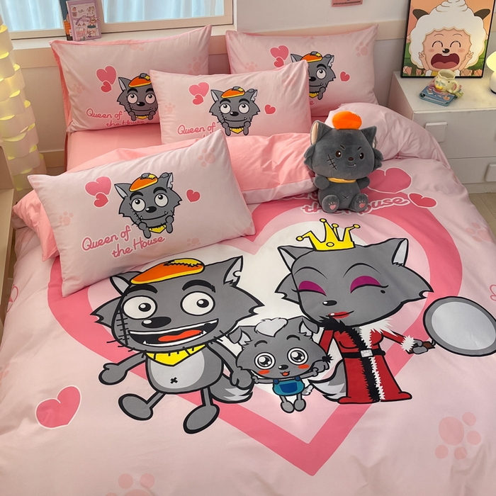 91家纺网 家纺一手货源 找家纺 （总）金爱家 2025新款喜洋洋纯棉数码印花系列四件套